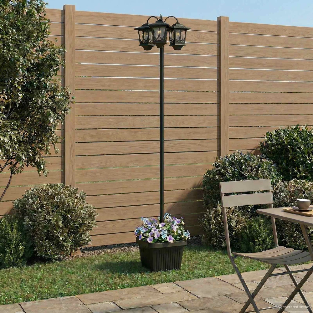 Pakabinamas šviestuvas 3-Head Lamp Post Juoda 32 x 32 x 188 cm Aliuminis ir ABS