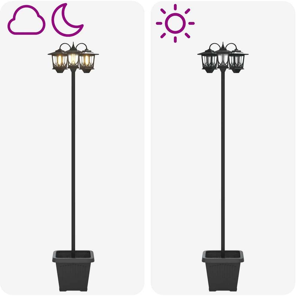 Pakabinamas šviestuvas 3-Head Lamp Post Juoda 32 x 32 x 188 cm Aliuminis ir ABS