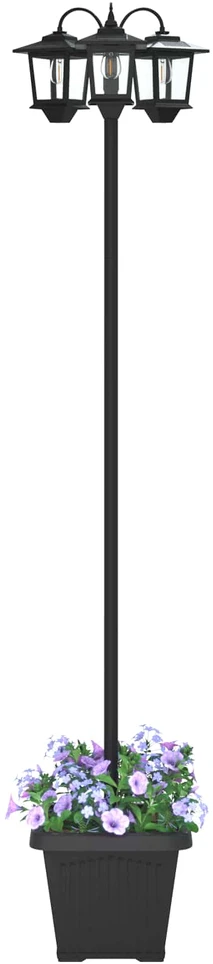 Pakabinamas šviestuvas 3-Head Lamp Post With Planter Juoda 32 x 32 x 188 cm