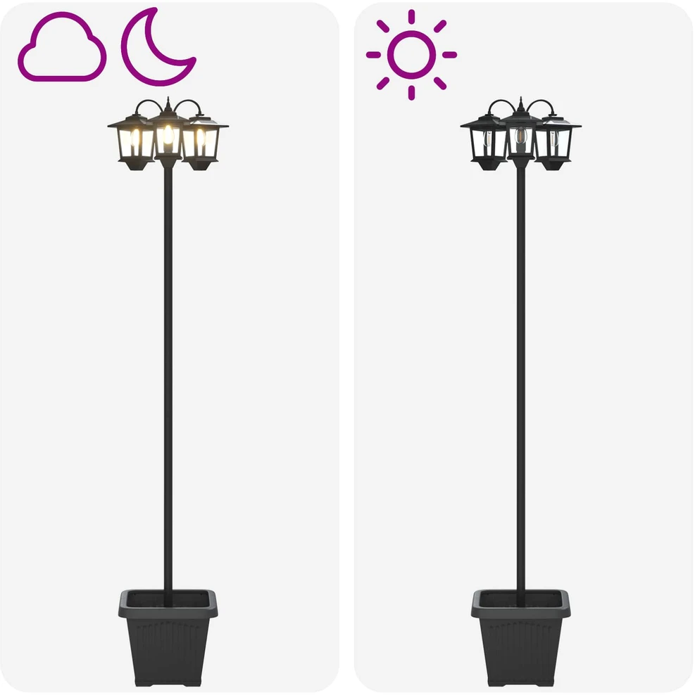 Pakabinamas šviestuvas 3-Head Lamp Post With Planter Juoda 32 x 32 x 188 cm