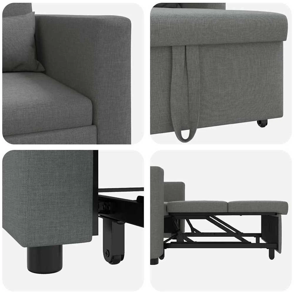 Fotelis Ištraukiamas sofa-lova vienvietis su ratu Tamsiai pilka audinys
