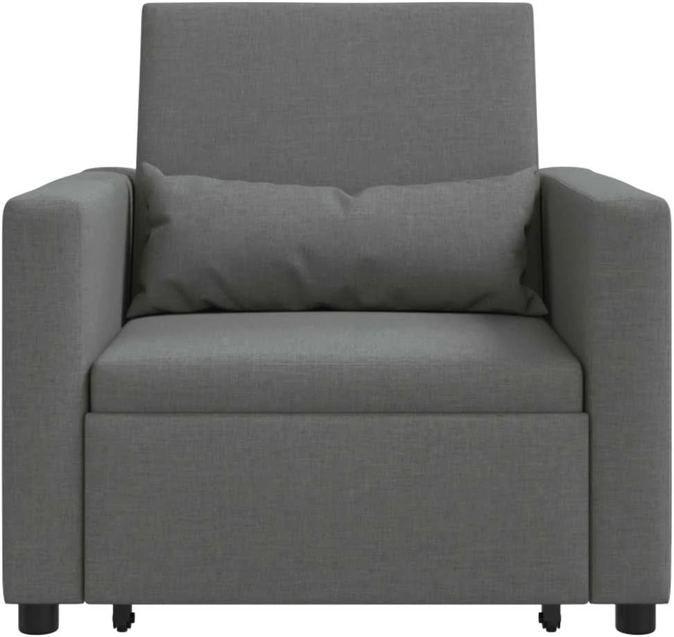 Fotelis Ištraukiamas sofa-lova vienvietis su ratu Tamsiai pilka audinys