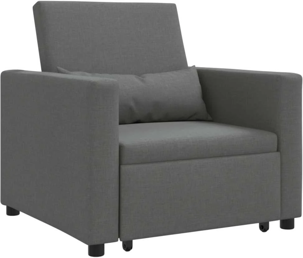 Fotelis Ištraukiamas sofa-lova vienvietis su ratu Tamsiai pilka audinys