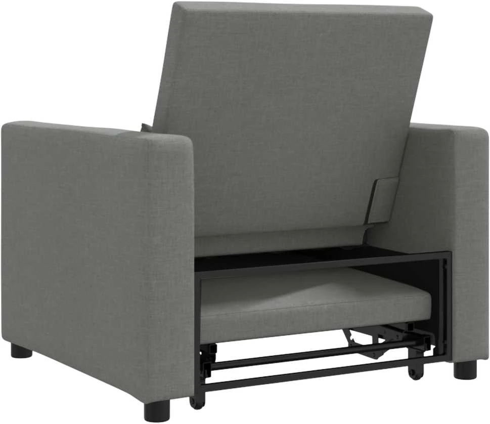 Fotelis Ištraukiamas sofa-lova vienvietis su ratu Tamsiai pilka audinys