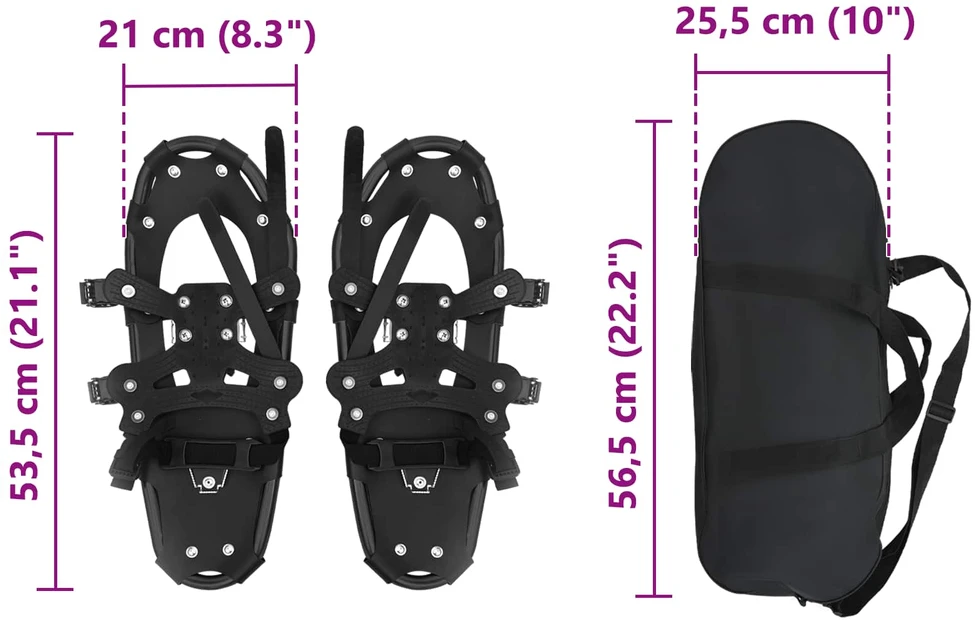 3 in 1 sniego batai Juoda 53,5 x 21 cm Aliuminis ir HDPE