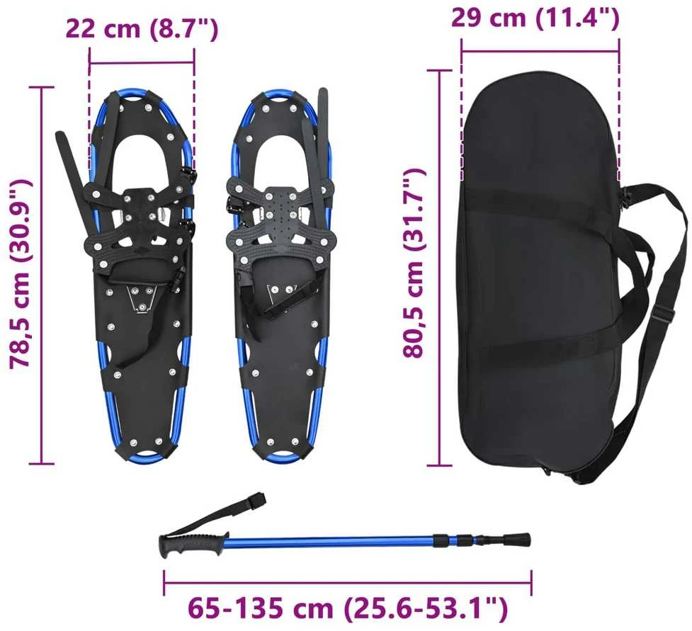 3 in 1 sniego batai su žygio lazdelėmis Mėlyna ir juoda