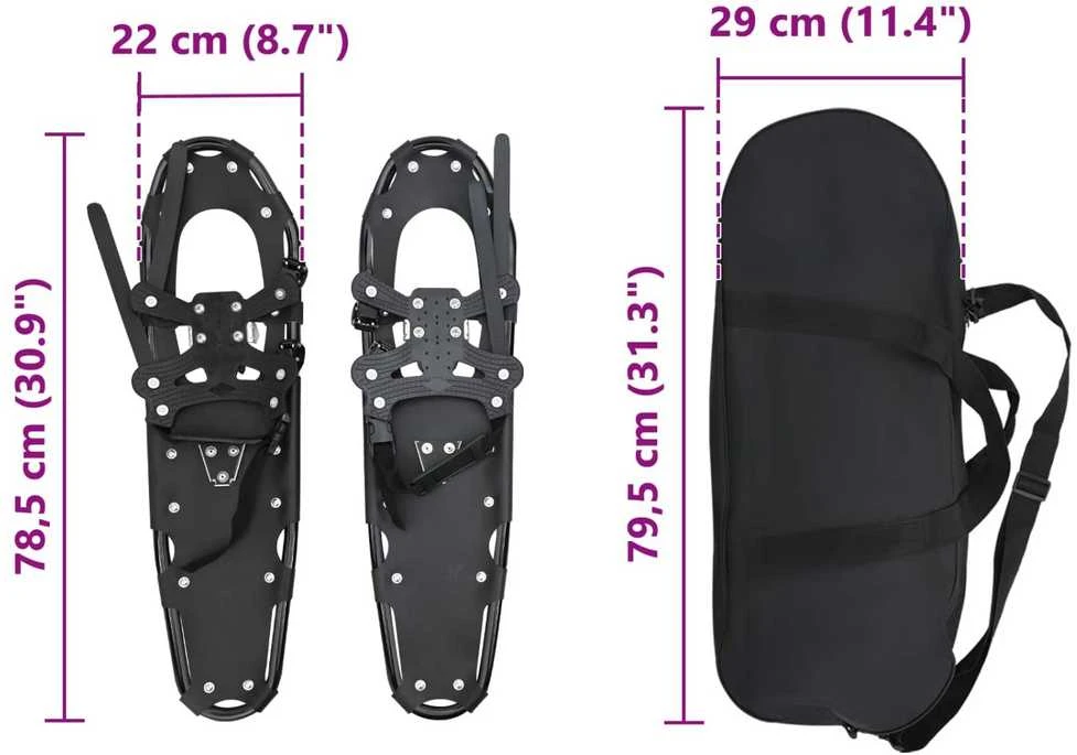 3 in 1 sniego batai Juoda 78,5 x 22 cm Aliuminis ir HDPE