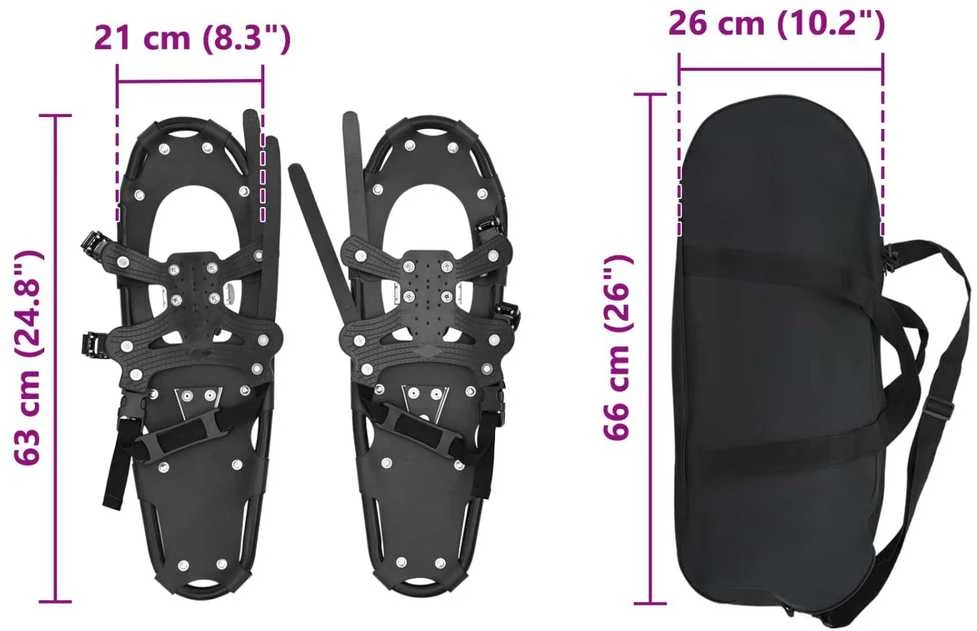 3 in 1 sniego batai Juoda 63 x 21 cm Aliuminis ir HDPE