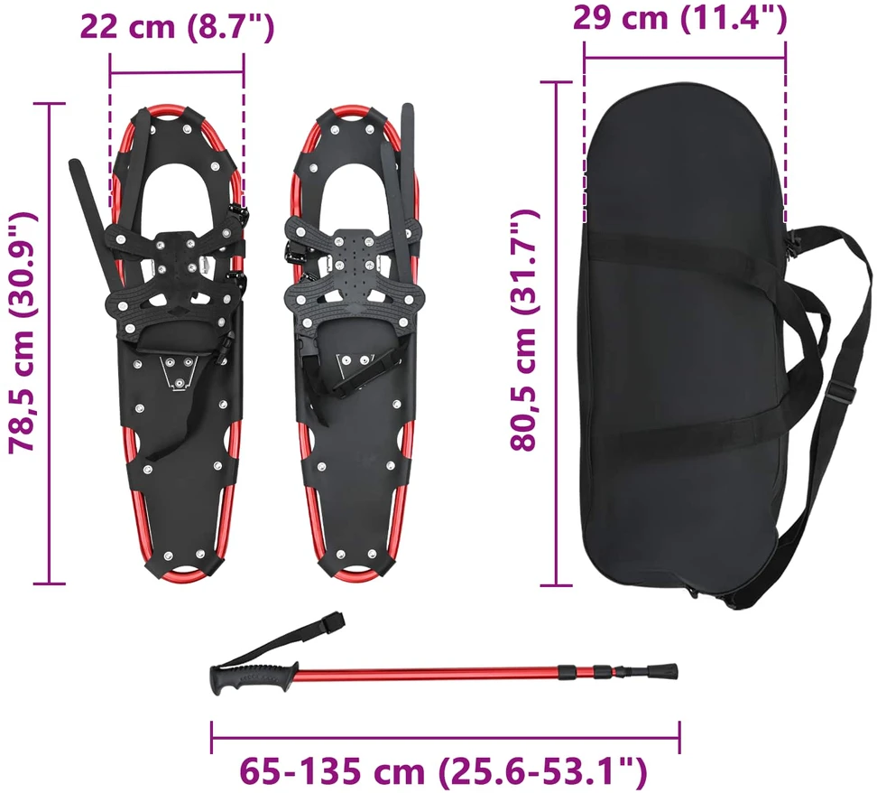 3 in 1 sniego batai su žygio lazdelėmis Raudona ir Juoda