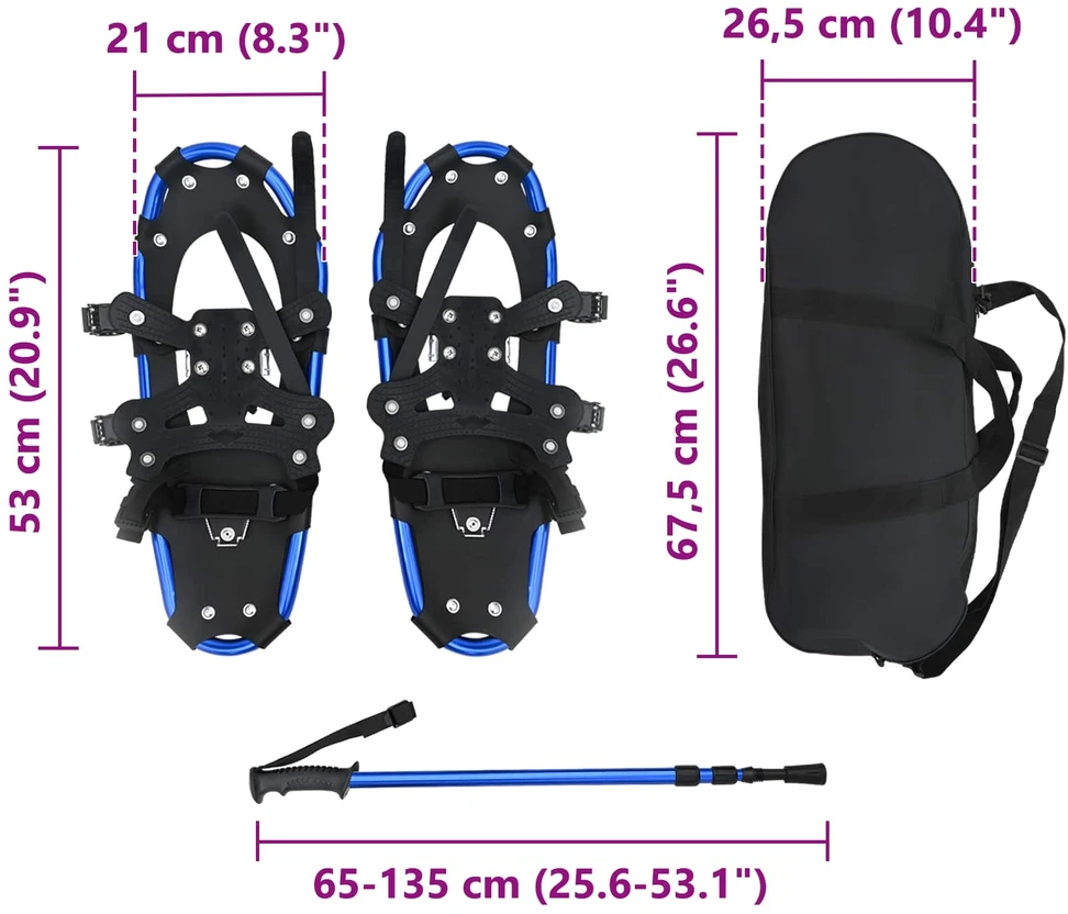 3 in 1 sniego batai su žygio lazdelėmis Mėlyna ir juoda