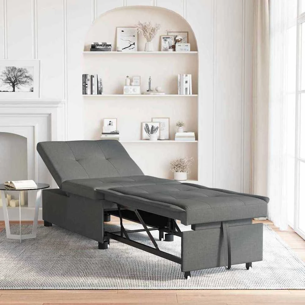 Ištraukiama sofa-lova Tamsiai pilka 194 x 50 x 82 cm audinys