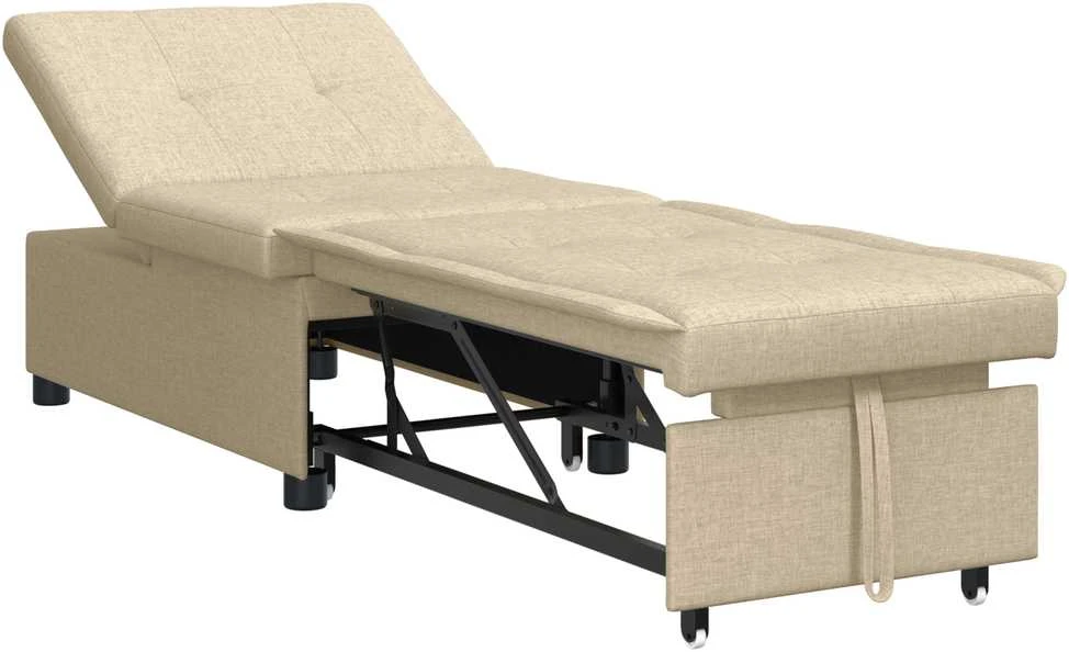 Ištraukiama sofa-lova Kreminė 194 x 50 x 82 cm audinys