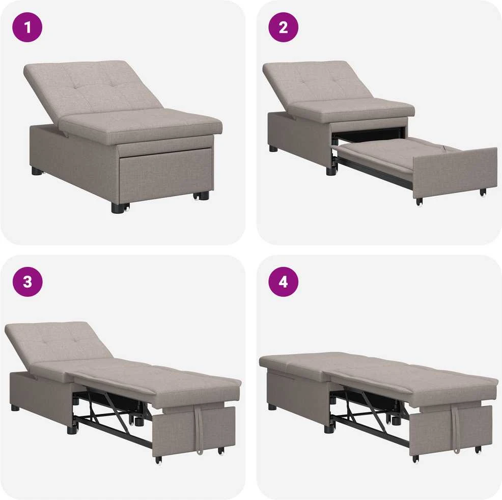 Ištraukiama sofa-lova Taupe 194 x 50 x 82 cm audinys