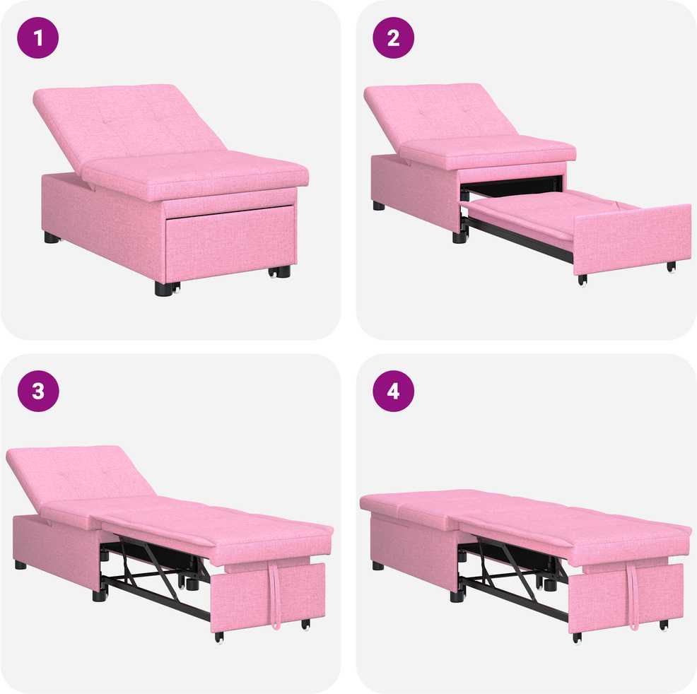 Ištraukiama sofa-lova Rožinė 194 x 50 x 82 cm audinys