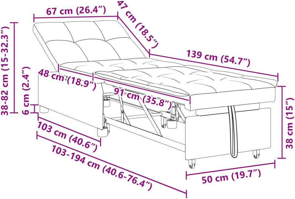 Ištraukiama sofa-lova Rožinė 194 x 50 x 82 cm audinys