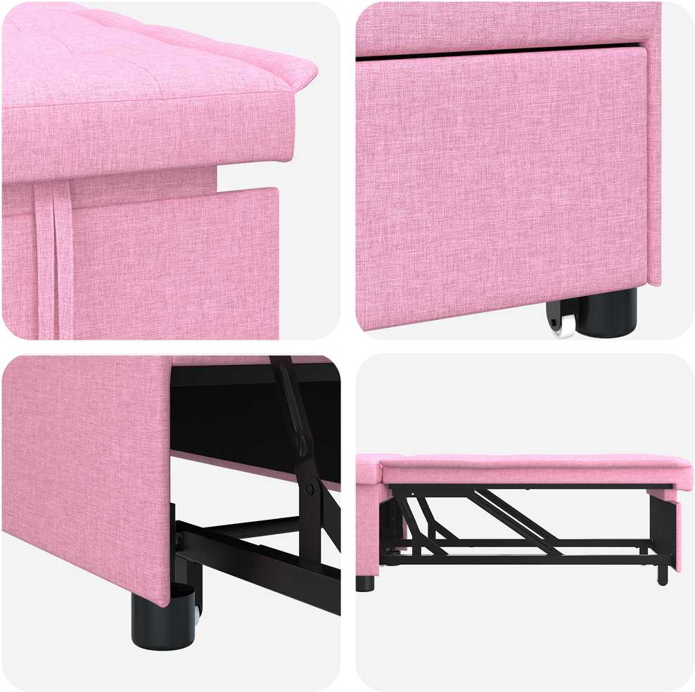 Ištraukiama sofa-lova Rožinė 194 x 50 x 82 cm audinys