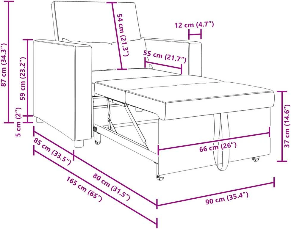 Ištraukiamas sofa-lova vienvietis Tortora audinys