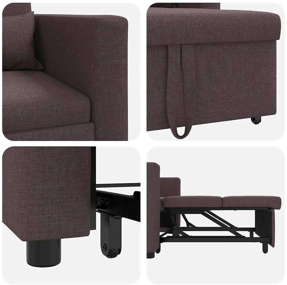 Fotelis Ištraukiamas sofa-lova vienvietis Tamsiai ruda audinys