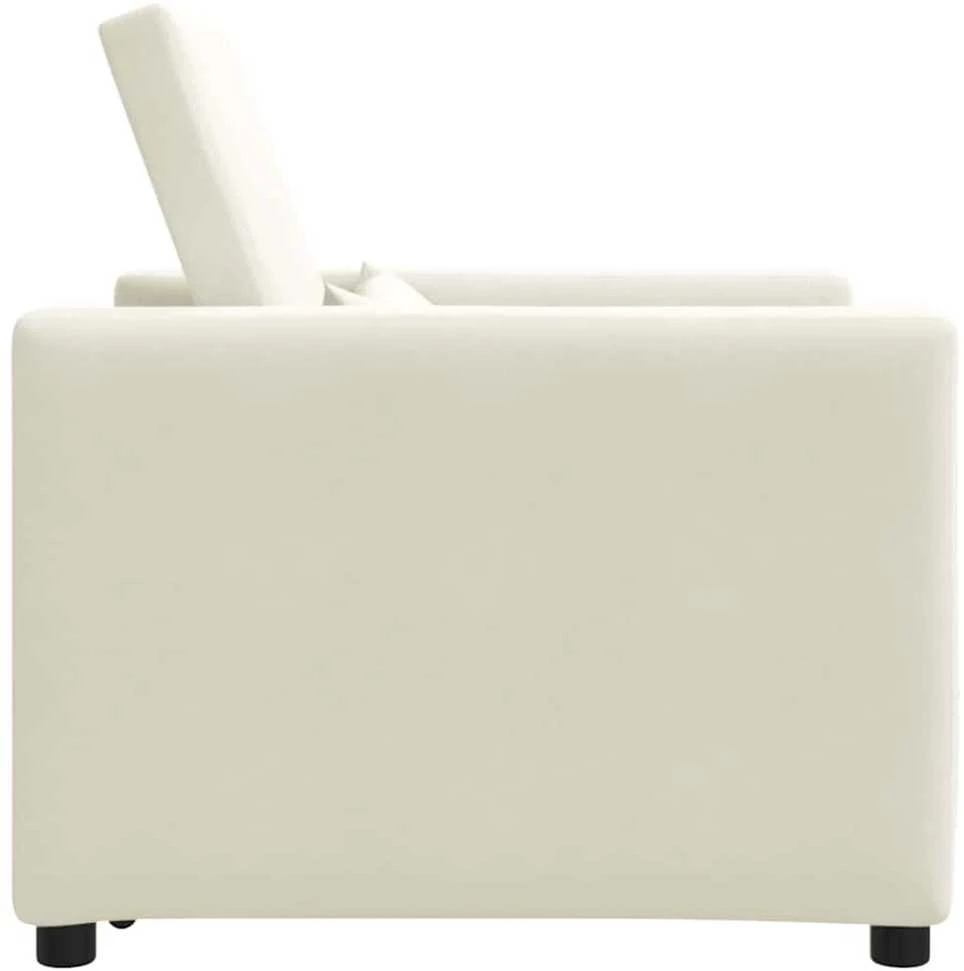 Fotelis Ištraukiamas sofa-lova vienvietis su ratais Kreminė Aksomas