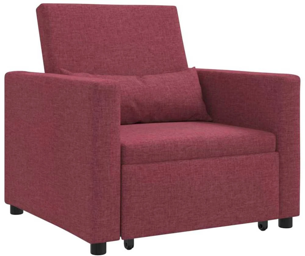 Fotelis Ištraukiamas sofa-lova vienvietis Vyno raudonumo audinys