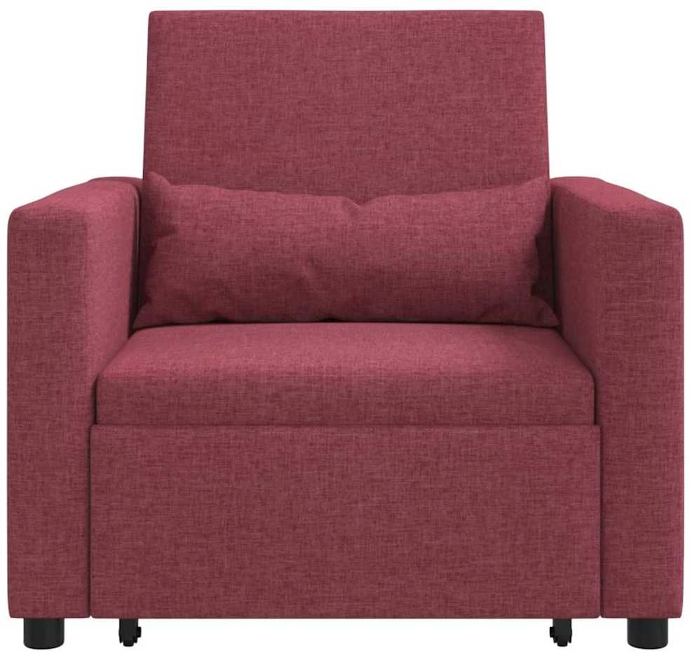 Fotelis Ištraukiamas sofa-lova vienvietis Vyno raudonumo audinys