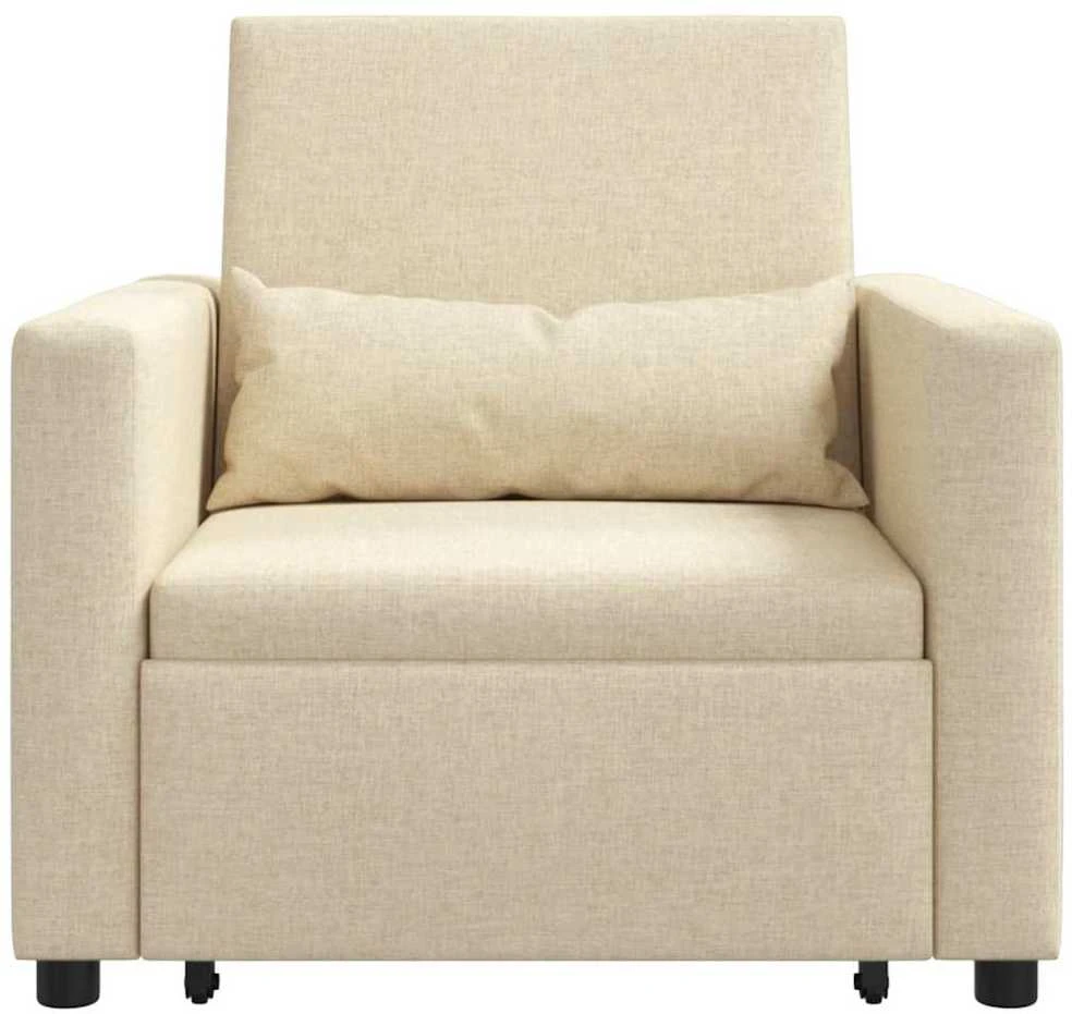Fotelis Ištraukiamas sofa-lova vienvietis Kreminė 90 x 165 x 87 cm