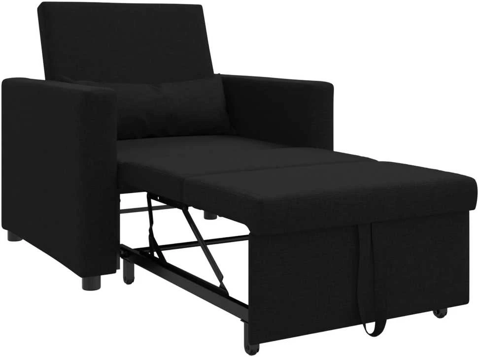 Ištraukiamas sofa-lova vienvietis Juoda 90 x 165 x 87 cm