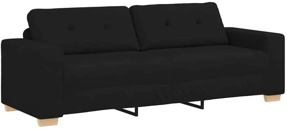 Sofa 3 vnt. Juoda Lino mišinio audinys