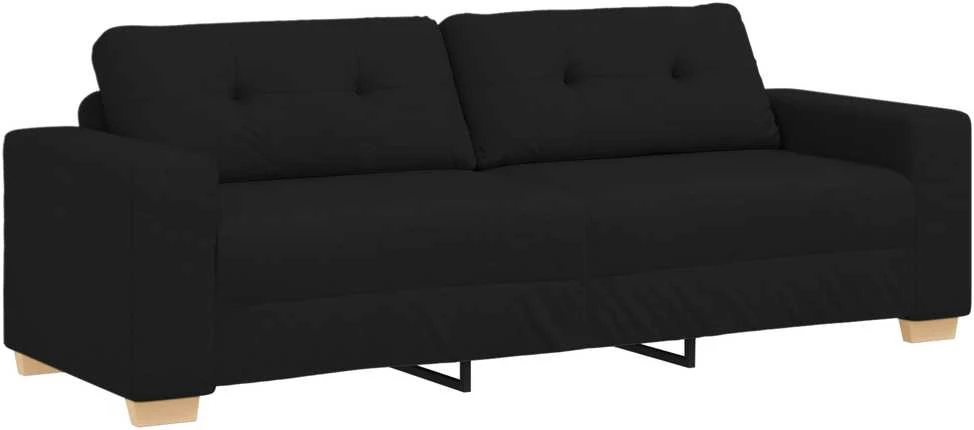 Sofa 3 vnt. Juoda Lino mišinio audinys