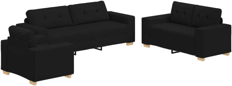 Sofa 3 vnt. Juoda Lino mišinio audinys