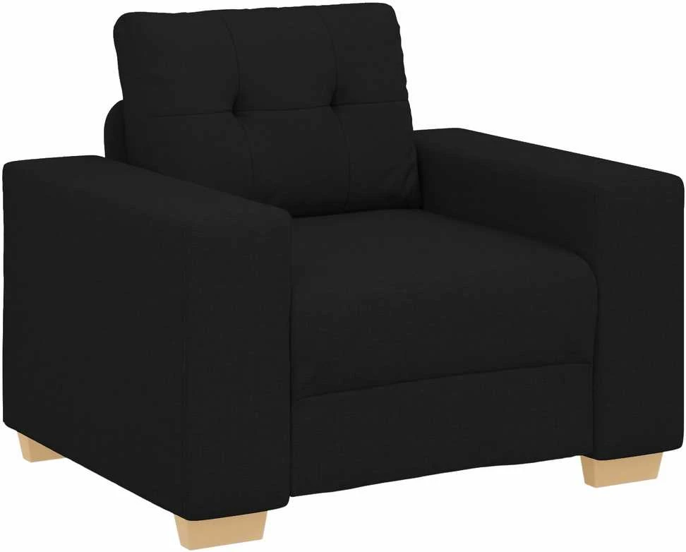 Sofa 3 vnt. Juoda Lino mišinio audinys