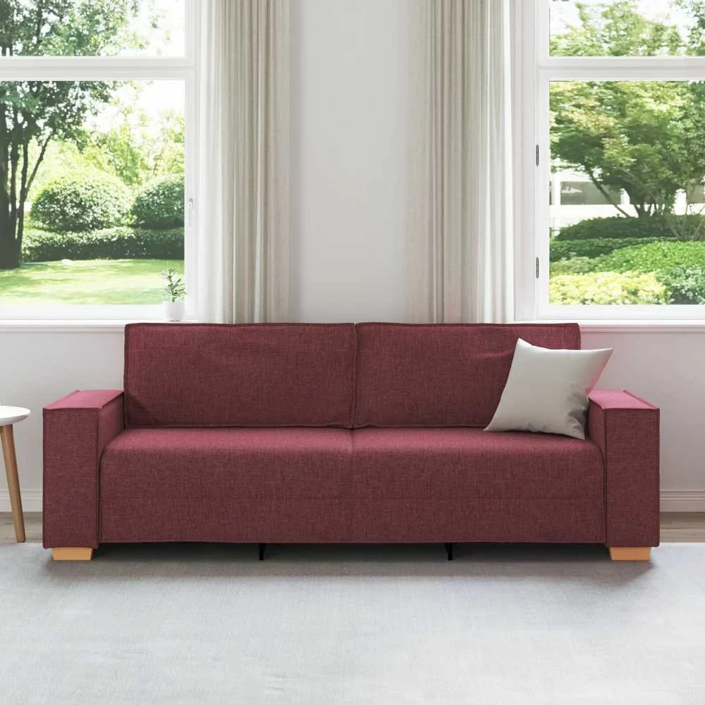 3-Vietis Sofa Vyno raudona 220 cm audinys