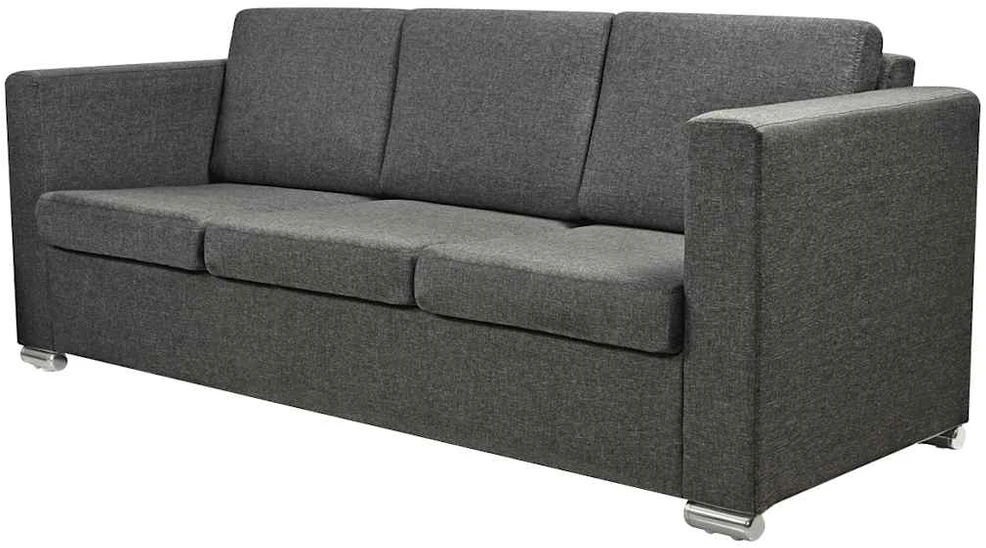 Sofa 3 sofų komplektas, audinys, tamsiai pilkos