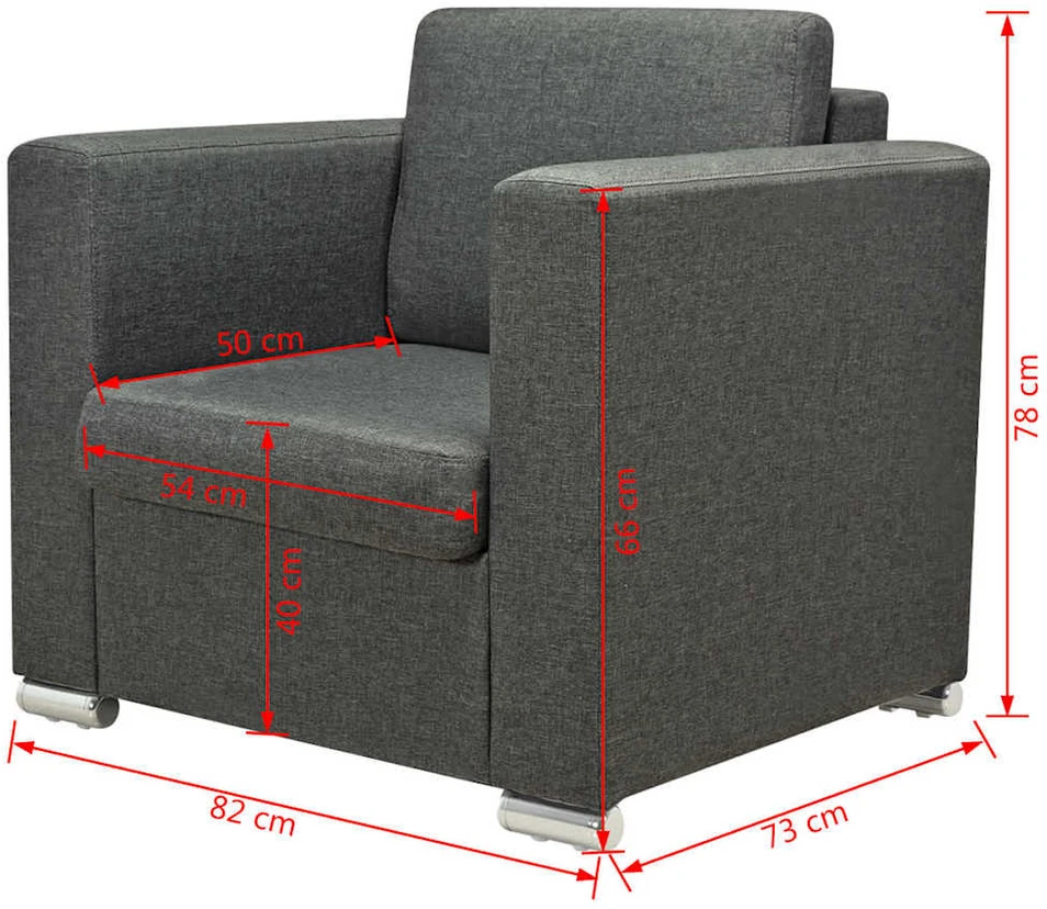 Sofa 3 sofų komplektas, audinys, tamsiai pilkos