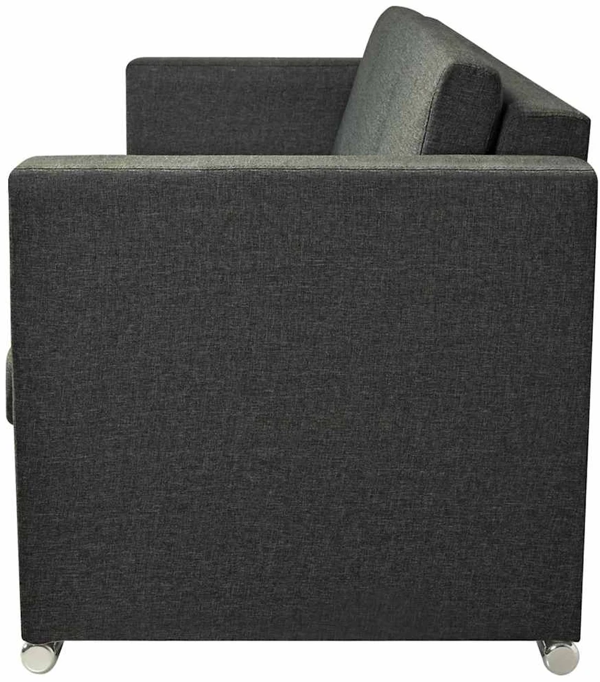 Sofa 3 sofų komplektas, audinys, tamsiai pilkos