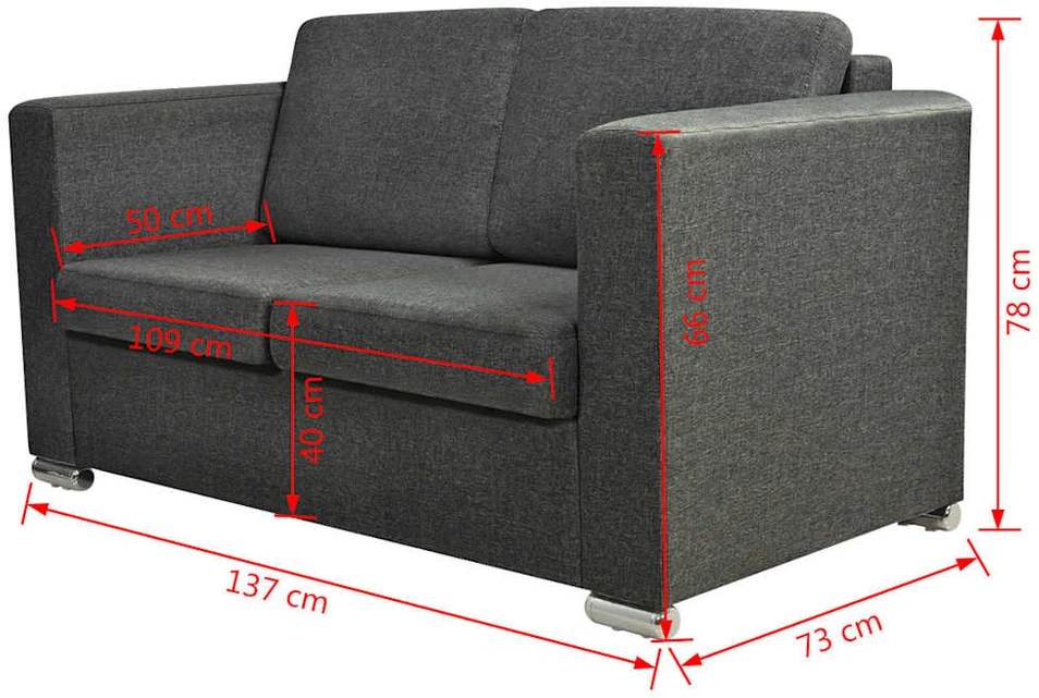 Sofa 3 sofų komplektas, audinys, tamsiai pilkos