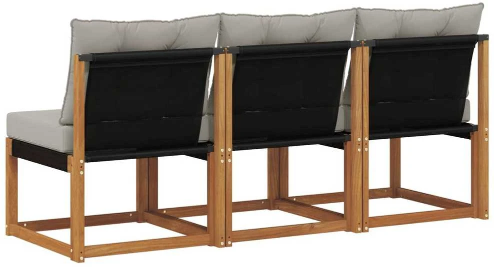 3 vnt. Lauko vidurinė sofa Kietas akacijos medis ir tekstilenas