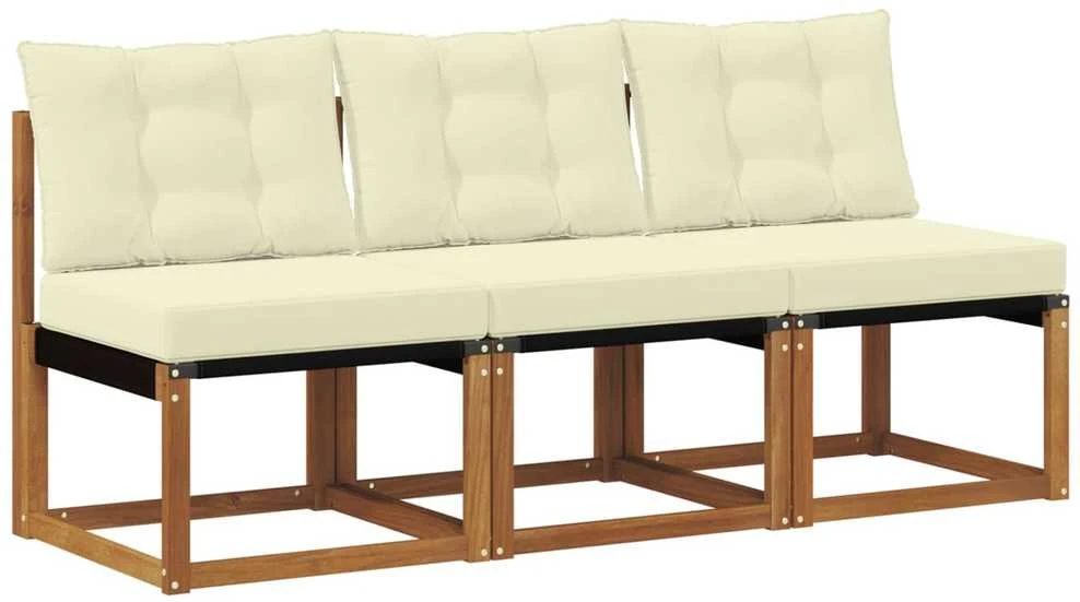 3 vnt. Lauko vidurinė sofa Kietas akacijos medis ir tekstilenas