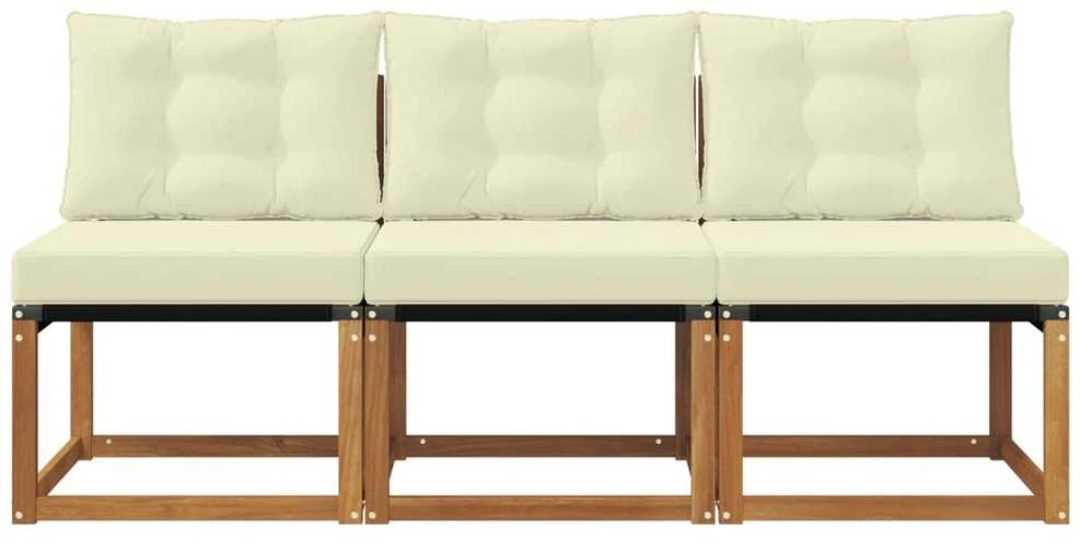 3 vnt. Lauko vidurinė sofa Kietas akacijos medis ir tekstilenas