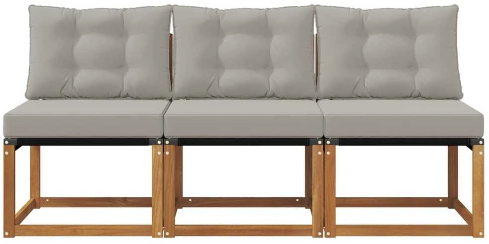 3 vnt. Lauko vidurinė sofa Kietas akacijos medis ir tekstilenas