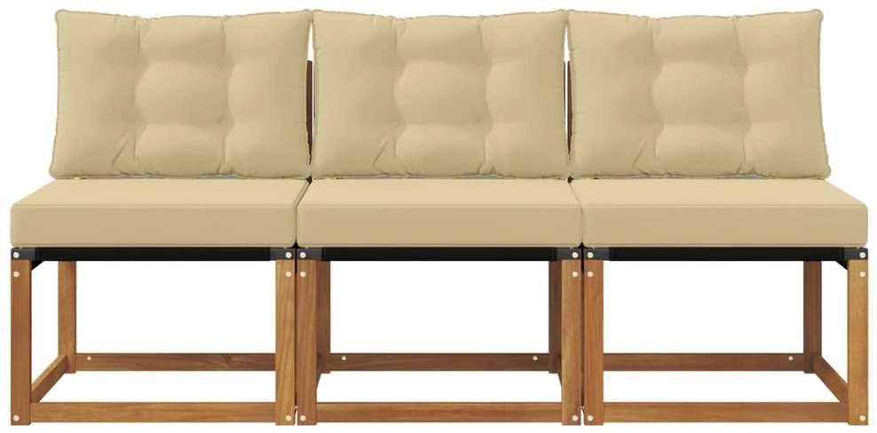 3 vnt. Lauko vidurinė sofa Kietas akacijos medis ir tekstilenas