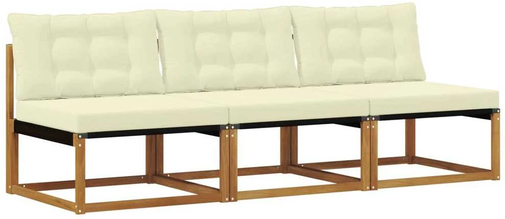 3 vnt. Lauko Vidurinis Sofa Kietos akacijos mediena Natūrali
