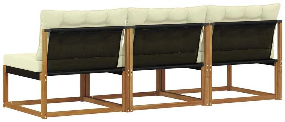 3 vnt. Lauko Vidurinis Sofa Kietos akacijos mediena Natūrali