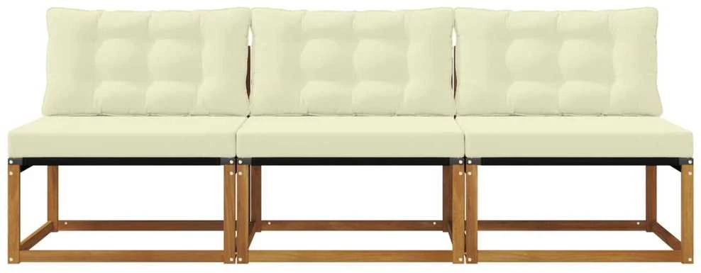 3 vnt. Lauko Vidurinis Sofa Kietos akacijos mediena Natūrali