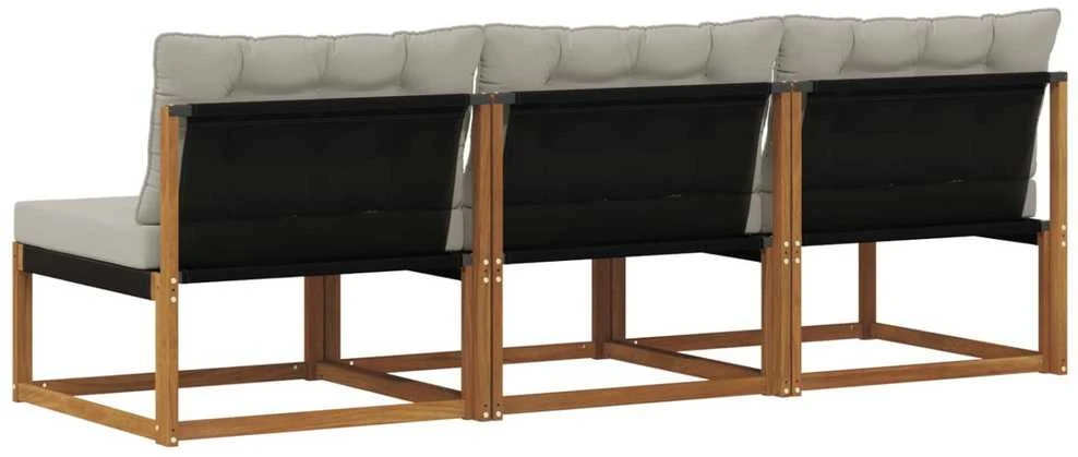 3 vnt. Lauko Vidurinis Sofa Kietos akacijos mediena Natūrali