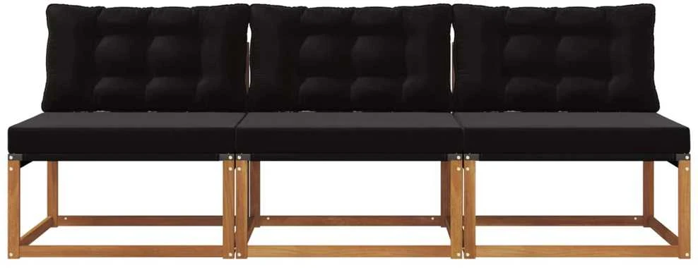 3 vnt. Lauko Vidurinis Sofa Kietos akacijos mediena Natūrali