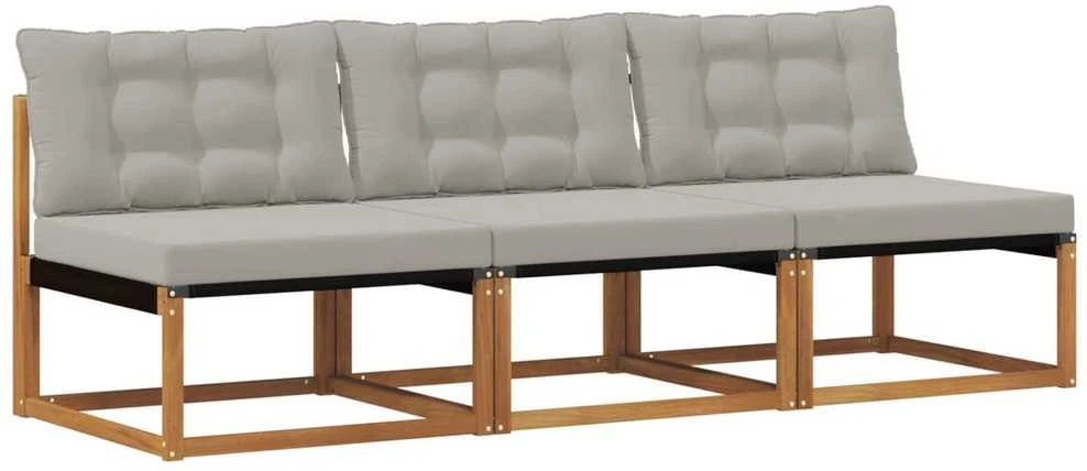 3 vnt. Lauko Vidurinis Sofa Kietos akacijos mediena Natūrali