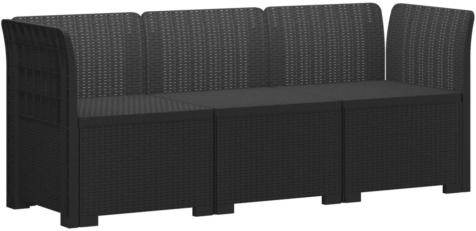 3-vietė Sodo Sofa Rattan Išvaizda PP Antracito