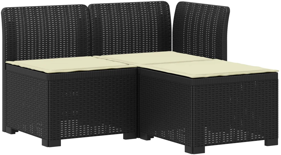 3-vietė sodo sofa su pagalvėlėmis, Rattan išvaizda PP Antracito