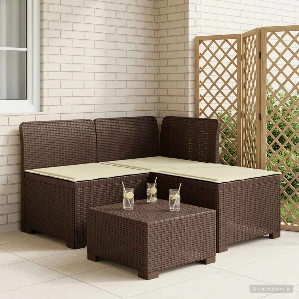 3-vietė sodo sofa su pagalvėlėmis, Rattan išvaizda PP Ruda